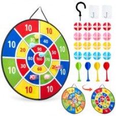 Anpro 26" Dart Board for Kids, Double Sided Dart Board with 16 Sticky Balls, Indoor Outdoor Fun Party Play Game Toys for Age 5+ Year Old Boys Girls