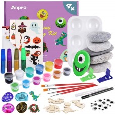 Rock Painting Set, Anpro DIY Painting Craft Set for Kids 4+ Years Old, Unisex