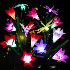 Anpro LED Solar Flower Light, Outdoor Solar Garden Lights with 16 Lily Flowers, Waterproof Solar Landscape Lights for Patio Yard Pathway Decoration, 4 Pack