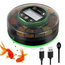 Petbank Automatic Fish Feeder with USB Charger, Fish Feeder Automatic Dispenser Rechargeable Auto Fish Feeder with Timer and LCD Display for Aquarium or Fish Tank