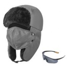 Winter Trapper Hat, Anpro Windproof Trapper Hats Cotton Ear Flaps Ski Hat with Ear Flaps Anti-Fog Glasses for Women & Men, Gray