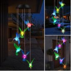 Solar Hummingbird Wind Chime Light, Anpro Changing Color Wind Chime Light Decorative Hanging Mobile Wind Chime LED Light for Party Night Garden Birthday Gifts