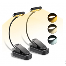 Anpro 2 Pack Rechargeable Book Light 6 LED, 3 Brightness Levels Lighting & 3 Color Temperatures, up to 40 Hours Reading, Lightweight Clip on Reading Lights for Books in Bed