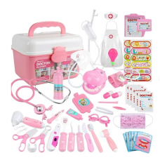 Anpro Doctor Kit for Kids, 46Pcs Pink Medical Toy Kids Pretend Educational Play Set with Stethoscope Doctor Role Play Gifts for Toddler Boys & Girls 3-6 Years