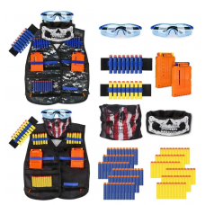 Anpro Kid Tactical Vest Kit for Nerf Gun, 2 Pack Vests with Sucker Bullet, Shooting Target and Goggles for 7-13 Years Old Boys & Girls