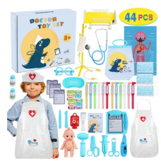 Doctor Kit for Kids, 43pcs Medical Toy Kids Doctor Pretend Play Set with Electronic Stethoscope and Doll, Toddler Doctor Role Play Gift for Kids Ages 3+