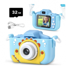 Anpro Kids Camera Toy, 1080P HD Digital Video Cameras Kids Selfie Camera with 32GB SD Card for Age 3 - 12 Christmas Birthday Gifts, Blue