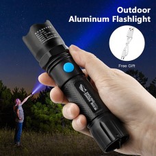 Anpro USB Rechargeable LED Flashligt, 1200 Lumen Portable Tactical Torch Light Built-in 18650 Lithium Battery