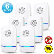 6 Packs Ultrasonic Pest Repeller, Anpro Electric Mice Repellent Plug-in Rodent Repellent Indoor for Insect Roach Mice Spider Ant Bug Mosquito Repellent