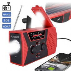 Emergency Weather Radio, Anpro Solar Weather Radios with Hand Crank, SOS WB/AM/FM, Headphone Jack, Lamp, Built in 2000mAh Battery